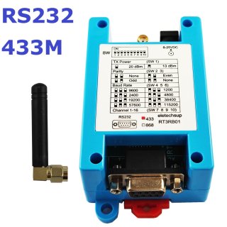 RT3RB01 (RS232 433M) 433M 868M RS485 RS232 DTU VHF/UHF Radio Modem Wireless Transceiver 1200-115200 None/Odd/Even Dip Switch Set Master-slave Network