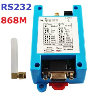 RT3RB01 (RS232 868M) 433M 868M RS485 RS232 DTU VHF/UHF Radio Modem Wireless Transceiver 1200-115200 None/Odd/Even Dip Switch Set Master-slave Network