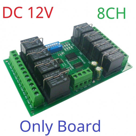 RYN408F 8CH 12V Only Board 4-8CH Relay Pluggable Modbus Remote IO Module Baud Rate Slave ID Dip Switch Selection Easy To Use Multi-function Switch Board