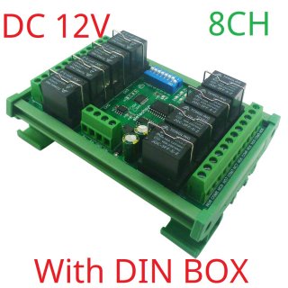 RYN408F（8CH 12V With Shell) 4-8CH Relay Pluggable Modbus Remote IO Module Baud Rate Slave ID Dip Switch Selection Easy To Use Multi-function Switch Board