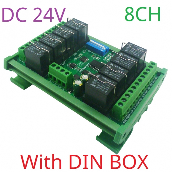 RYN408F (8CH 24V With Shell) 4-8CH Relay Pluggable Modbus Remote IO Module Baud Rate Slave ID Dip Switch Selection Easy To Use Multi-function Switch Board