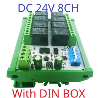 RYR408B With Din Rail Easy Setup 24V 8 Channels Modbus Relay Board IOT RS485 Network PC UART Industrial Control Switch Module for PLC HMI TP PTZ