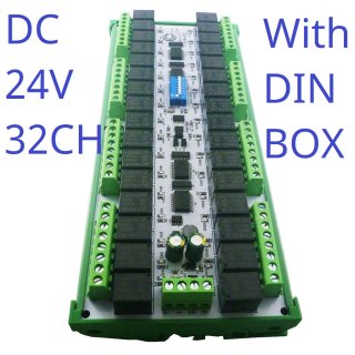 RYR432D With Din Rail Easy Setup 24V 32 Channels Modbus Relay Board IOT RS485 Network PC UART Industrial Control Switch Module for PLC HMI TP PTZ