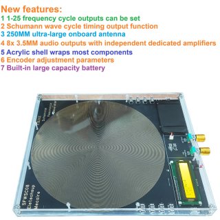 SFWSC08 8CH 250MM Large 25 Frequencies Sequential Output 7.83Hz Schumann Resonances Generator for Promote Relaxation and Improve Sleep