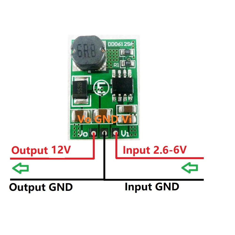 DD0612SA 2.6-6V to 12V 3.5A DC-DC 3V 3.3V 3.7V 4.2V 5V To 5V 6V 9V 12V Step-up Boost Converter Voltage Regulate Power Supply Module Board