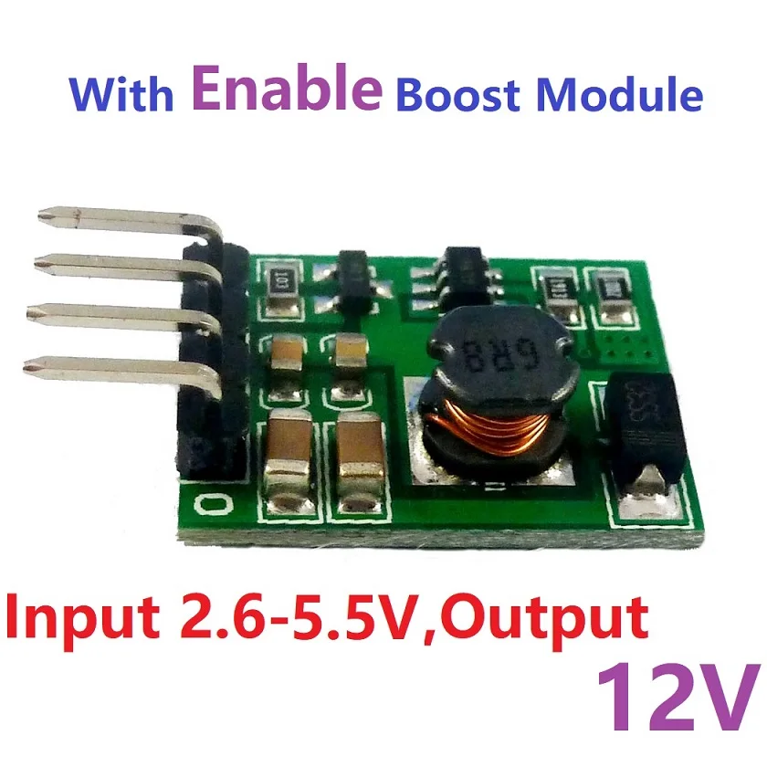 DDEN12MA 12V(with Pin) ON/OFF DC-DC 3V 3.3V 3.7V 4.2V 5V to 5V 6V 9V 12V Step-up Boost Converter Voltage Regulate Power Supply Module