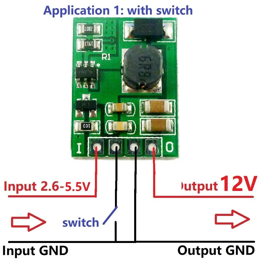 DDEN12MA 12V(no Pin) ON/OFF DC-DC 3V 3.3V 3.7V 4.2V 5V to 5V 6V 9V 12V Step-up Boost Converter Voltage Regulate Power Supply Module