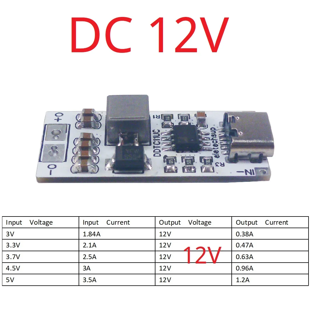 DDTC11UC Output 12V 3.5A USB C TYPE-C to DC 6V 8.4V 9V 12V Step-Up DC-DC Boost Converter Power Supply for QC PD High Power Mobile Phone Charger