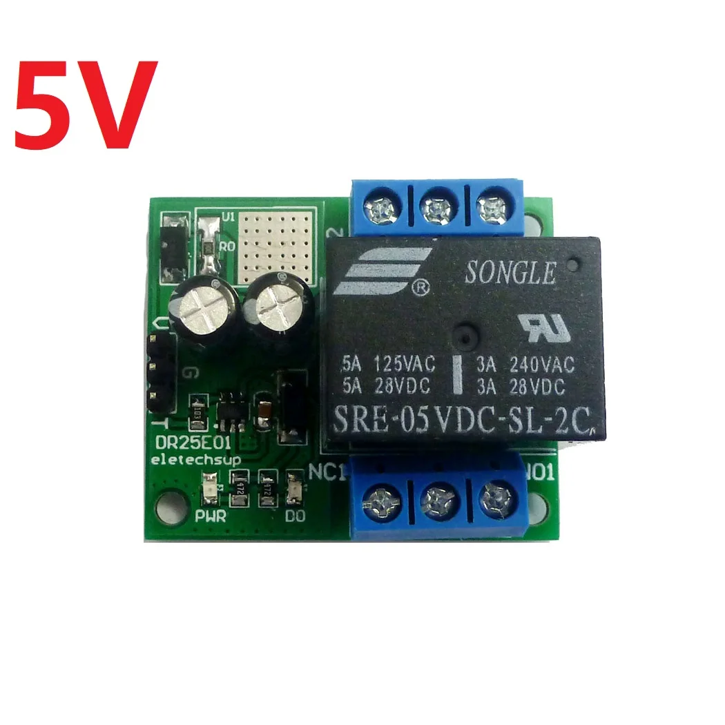 DR25E01 5V DC 9V 12V 24V 3-5A Flip-Flop Latch DPDT Relay Module Bistable Self-locking Switch Low pulse trigger Board for Motor LED PLC