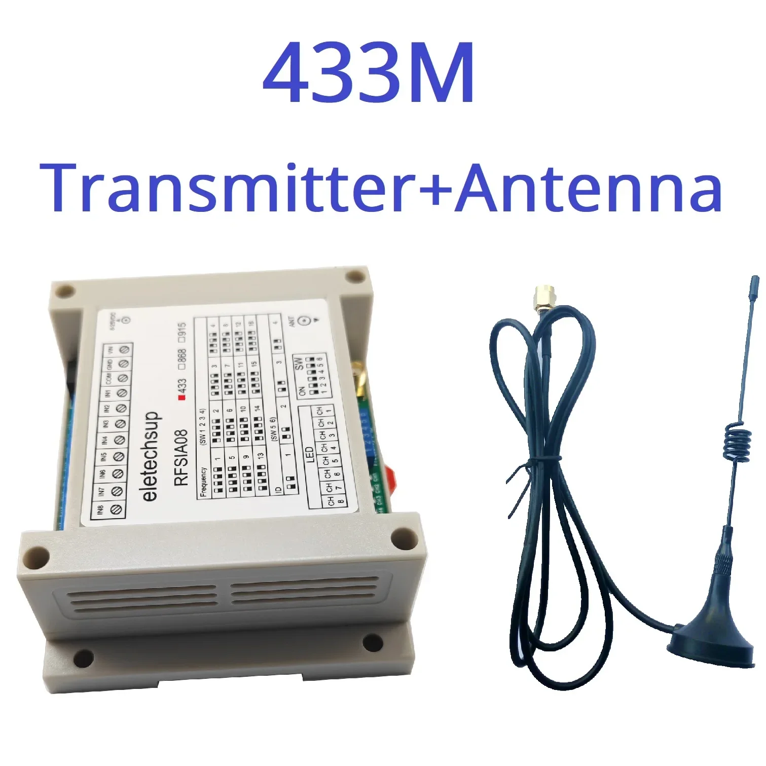 RFSIA08 (433M Transmitter) 8ch 433M 868M 915M LORA Industrial Grade Anti-interference Remote Control Switch Remote IO Wireless Transceiver