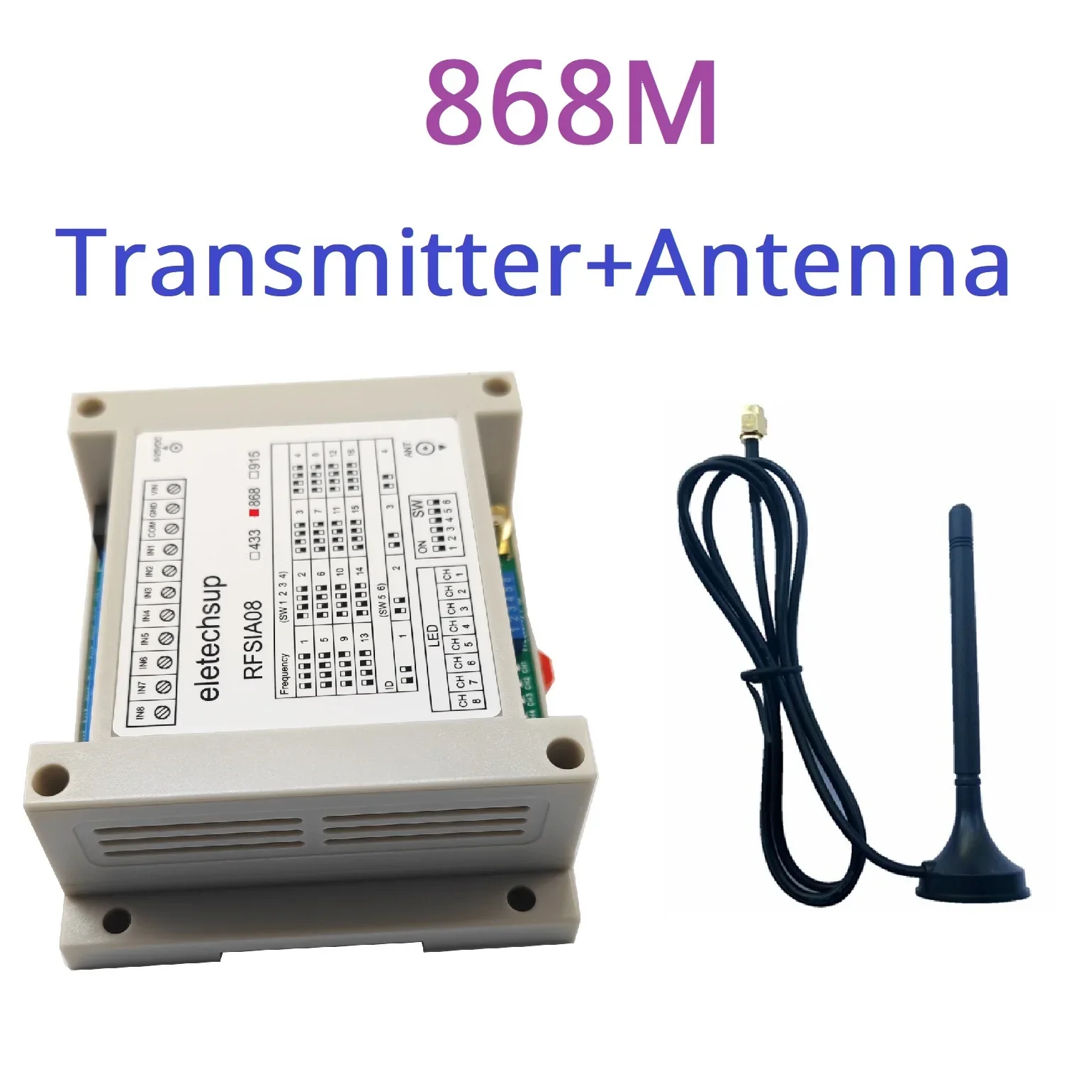 RFSIA08 (868M Transmitter) 8ch 433M 868M 915M LORA Industrial Grade Anti-interference Remote Control Switch Remote IO Wireless Transceiver